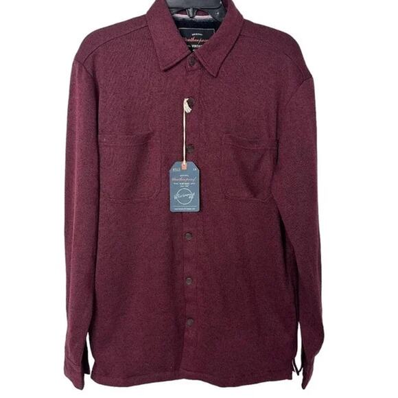 Weatherproof Mens Faux Fur-Lined Button Shirt Sz Large Red Mahogany NWT - Picture 2 of 8